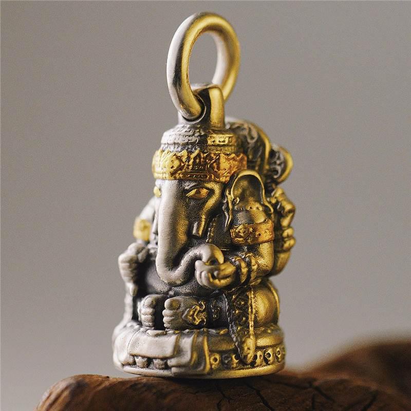 925 Silver Wealth God Elephant Pendant: Retro Handmade Fashion Jewelry