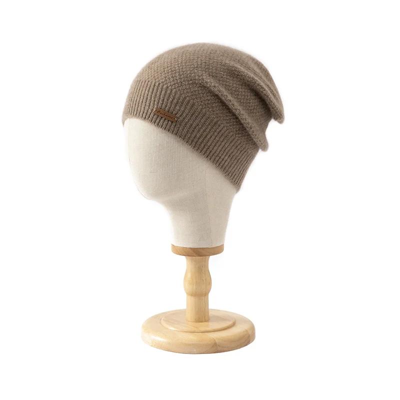 Women's 100% Pure Cashmere Knit Beanie Hat Textured Pattern Warm Soft Cozy Winter Casual Cap Cold Weather Headwear Accessory