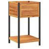 Plant Pot with Shelf 45 x 45 x 80 cm Solid Acacia Wood and Steel