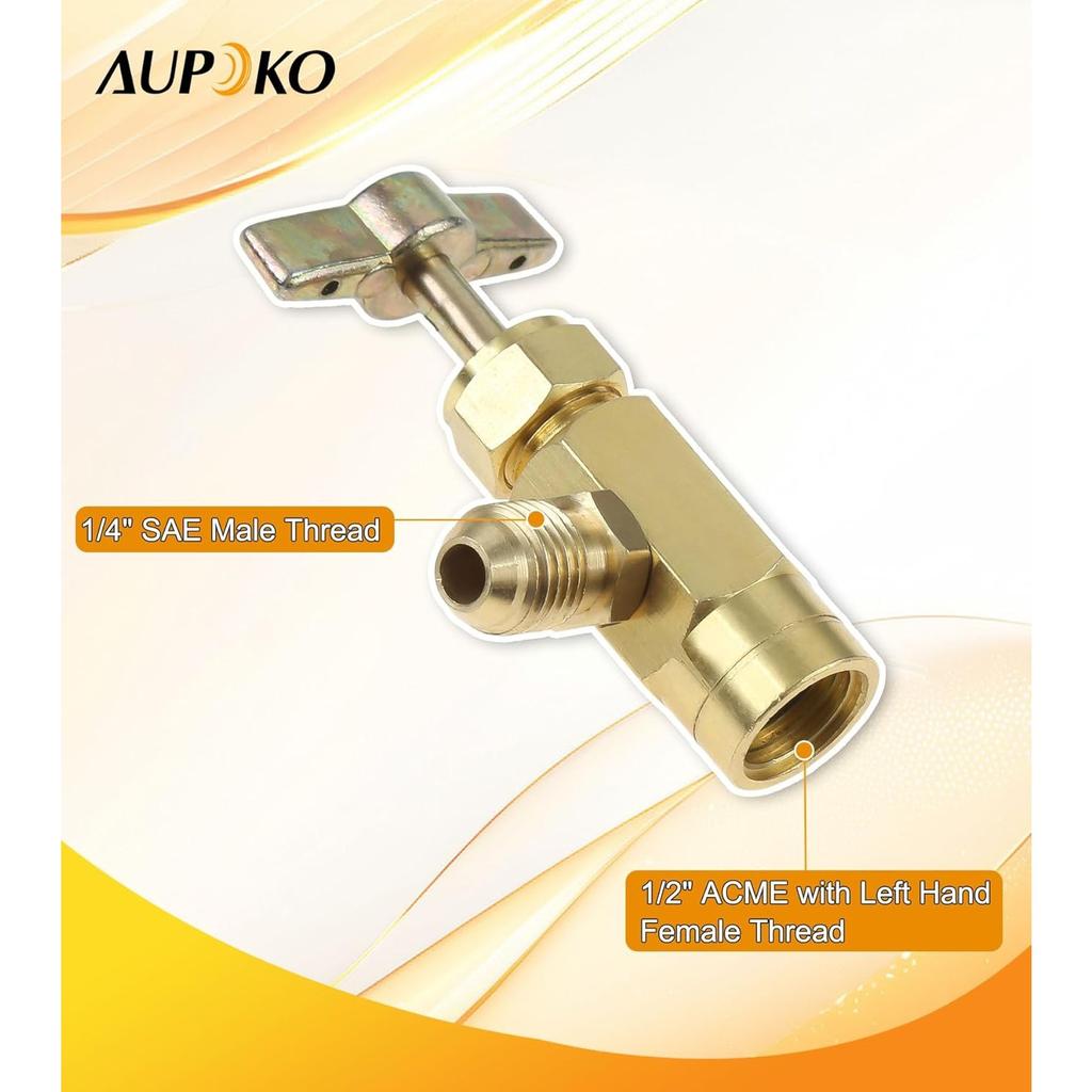 R1234YF Self-Sealing Can Tap with Left Hand Threaded, 1/2’’ To 1/4’’ SAE Dispenser Valve AC Refrigerant Bottle Opener, Fits for R1234YF Automotive Air