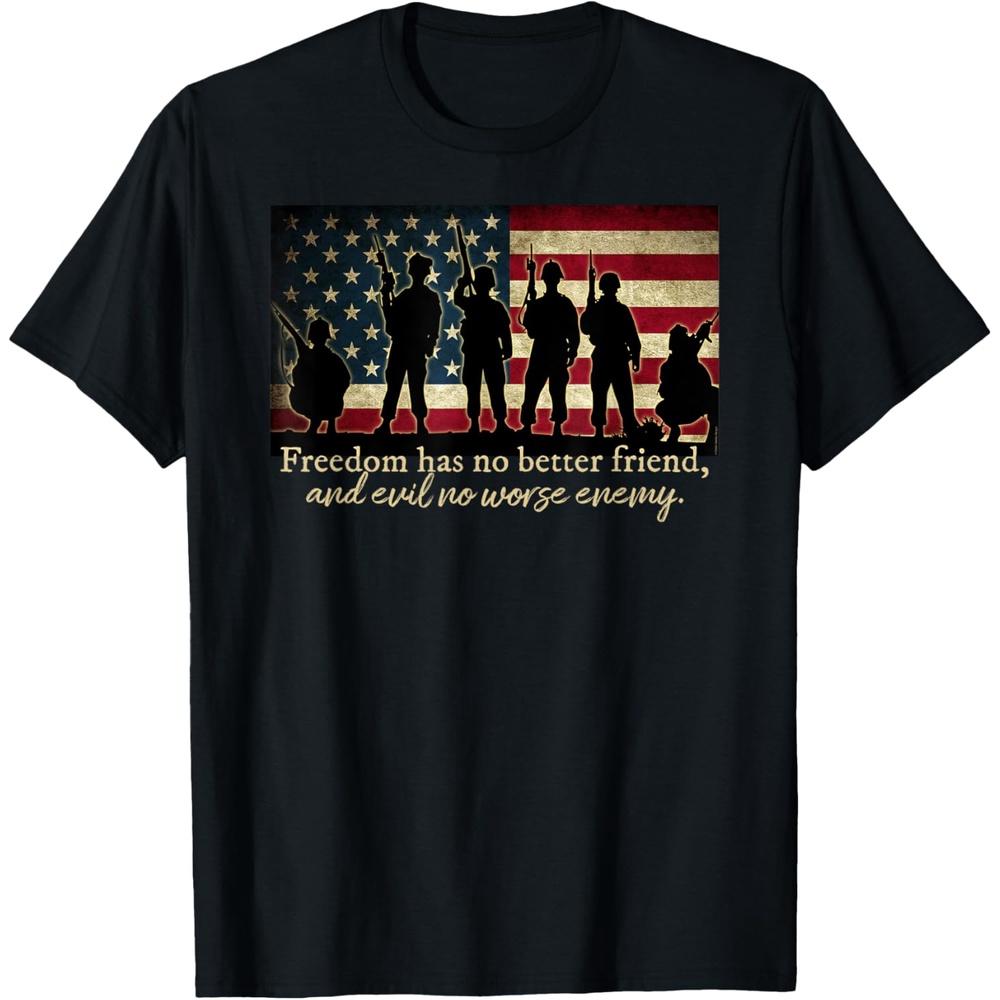 Patriotic Soldier Special Forces and Veterans American Flag T Shirt S