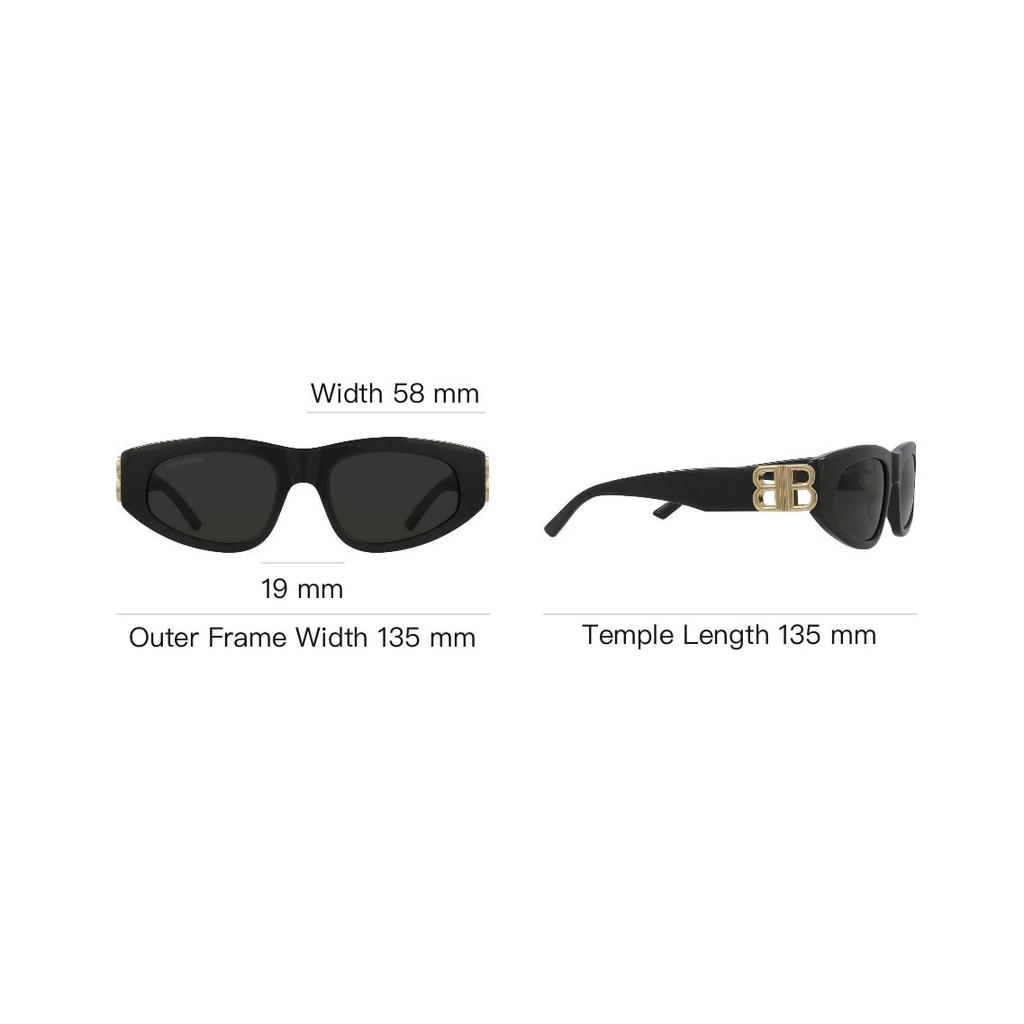 Balenciaga Stylish Cat Eye Oval Sunglasses Women sunglasses Black Gold BB-0095S-001
