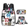 Fashion Novelty 67 Six Seven 3D Print 3pcs/Set Pupil School Bags Laptop Daypack Backpack Inclined Shoulder Bag Pencil Case