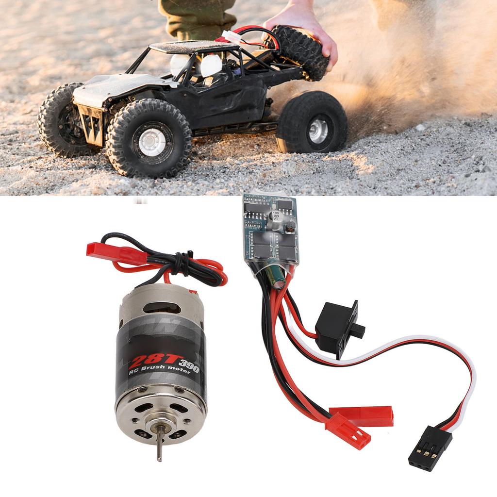 RC Car 390 Brushed Motor 30A JST Plug High Torsion Brushed Motor ESC Set for 1/16 1/18 RC Car 7.2V