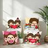 Federa Cuscino Cartone Animato M-Monchhichis Tessuto Peluche Morbida Federa Stampa Fronte/Retro Copricuscino Regali per la Casa