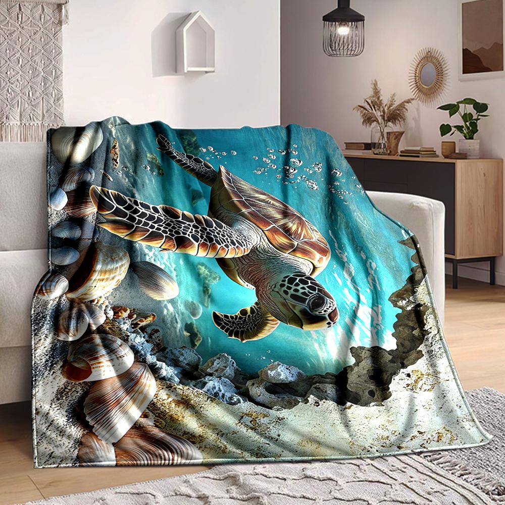 1Pc Ocean Life Adventure Blanket Soft And Comfortable Casual Warm Camping Travel Christmas Halloween Xmas Gift M928612