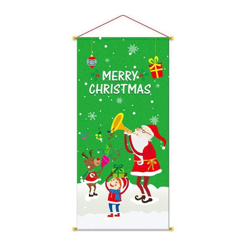 

Christmas Merry Hanging Flag Decor Xmas Home Outdoor Party Window Decoration Green