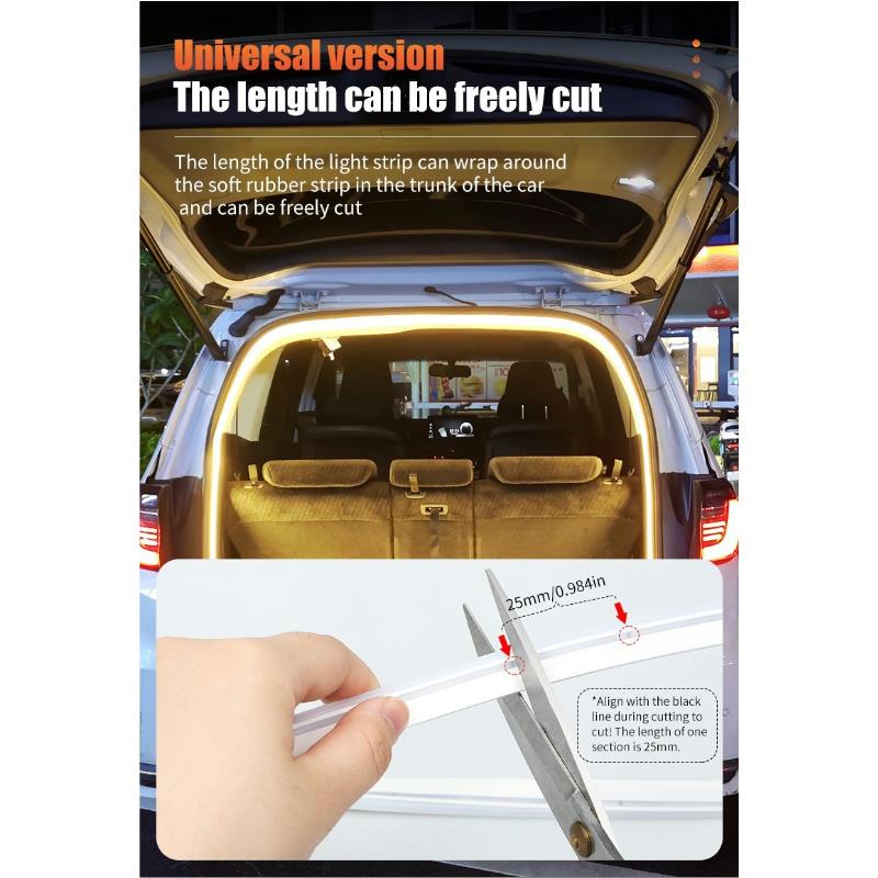 Car Trunk LED Light Strip 4m Waterproof Outdoor Picnic Lighting Ambient Lighting Easy Installation Battery-Free