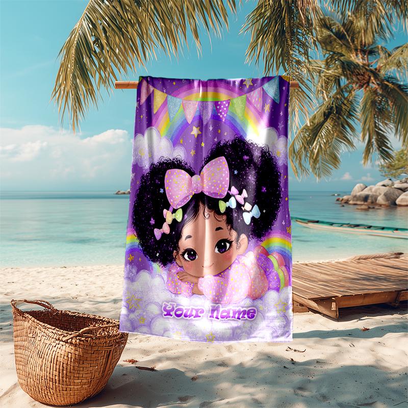 1PC Custom Name Rainbow Dreams Beach Towel Highly Absorbent And Sand-Resistant Towel for Swimming, Pool, Yoga, And Travel Lightweight