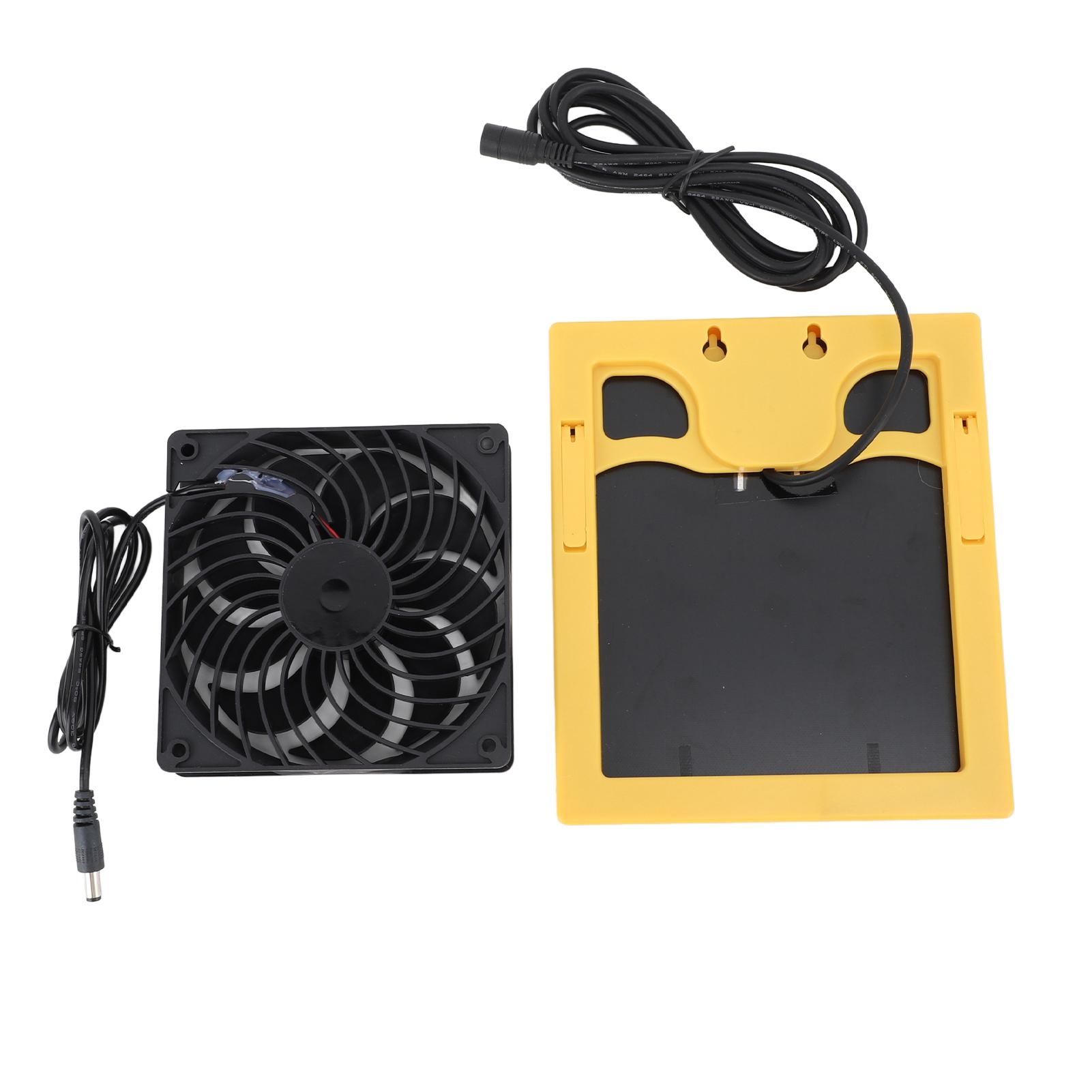 

Комплект вентиляторов на солнечных батареях 20 Вт, водонепроницаемый, для наружного применения, небольших курятников, теплиц, сараев, домиков для домашних животных, вытяжных окон, тихая работа чёрный