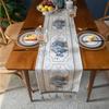 High-End European Flower Table Runner Luxury Chenille Embroidered Fringed Long Tablecloth Soft Banquet Dinning Home Decoration