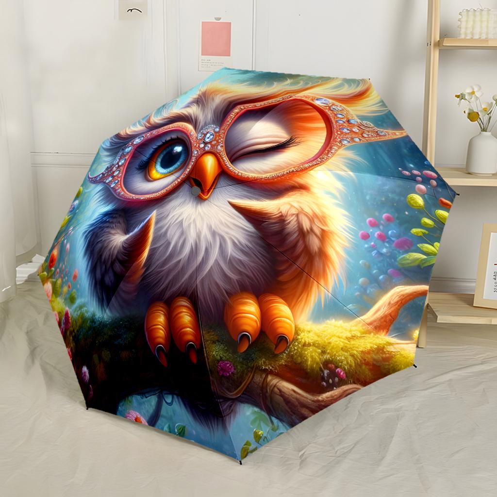 Owl Family In Moonlight Automatic Umbrella Sturdy 8-Rib Shaft Foldable Design Durable Everyday Carry Umbrella Fashionable Accessory