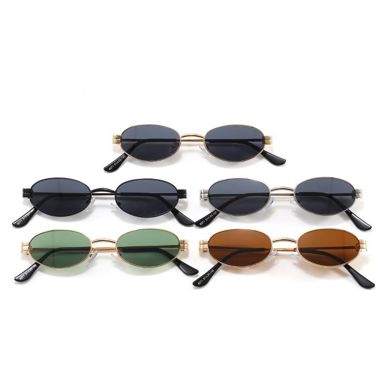 New fashion retro oval frame sunglasses Internet celebrity sunglasses personalized men and women plain small frame glasses