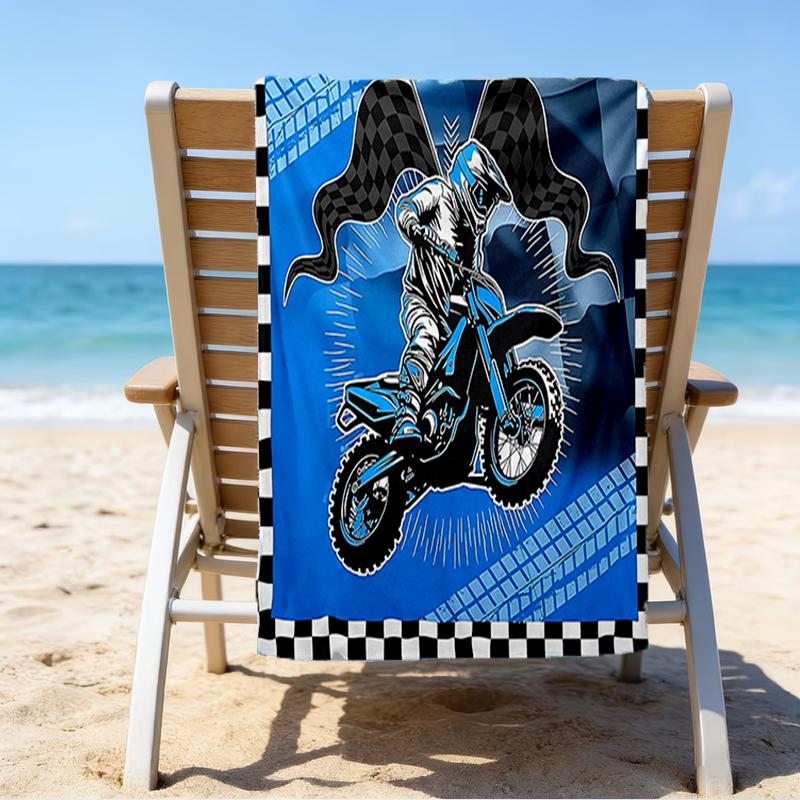 Serviette de plage ultra-douce sur le thème des motos tout-terrain, Idéale pour la piscine - le camping, la plongée - Essentiel de voyage parfait, Serviette de plage vibrante.