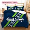 Seattle Seahawks Pattern Bedding Quilt Set  Home Decoration  Gift (1 * Duvet Cover + 2 * Pillowcase  Without Core).xwn