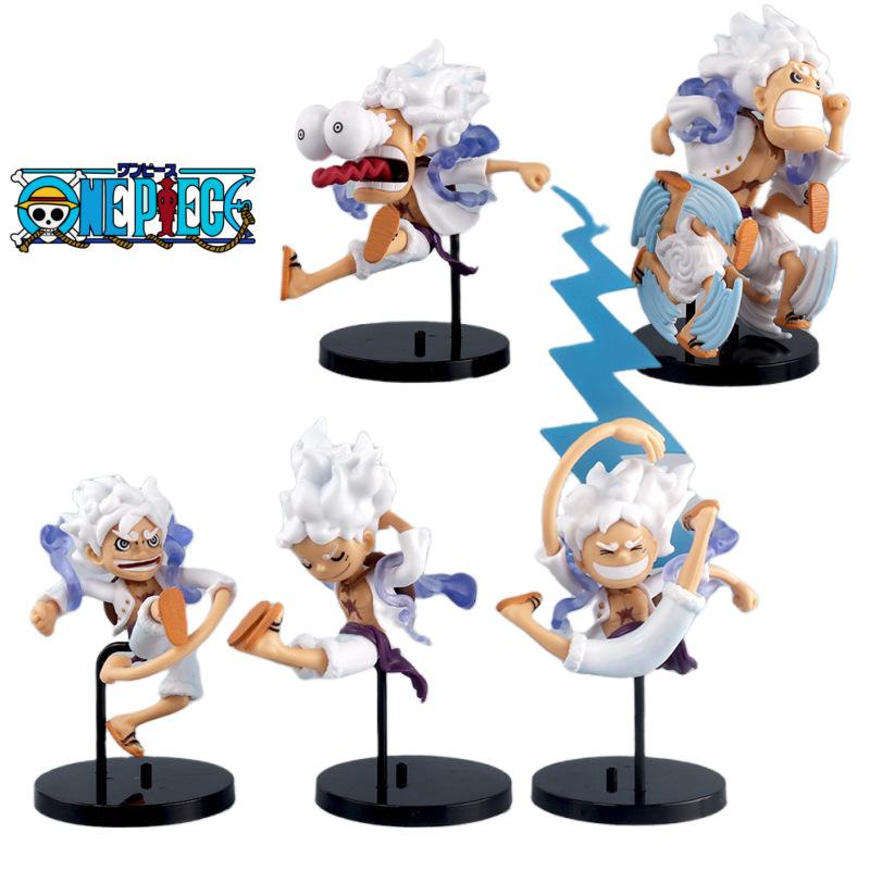5Pcs Anime One Piece Figure Sun God Nika Gear 5 Luffy Figurine PVC Action Figures Collectible Model Toys for Children Gifts