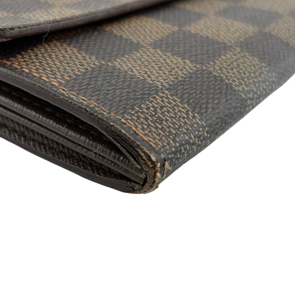 LOUIS VUITTON N61734 Coin case Damier Ebene leather Portefeiulle Sarah Purse Brown leather unisex Used