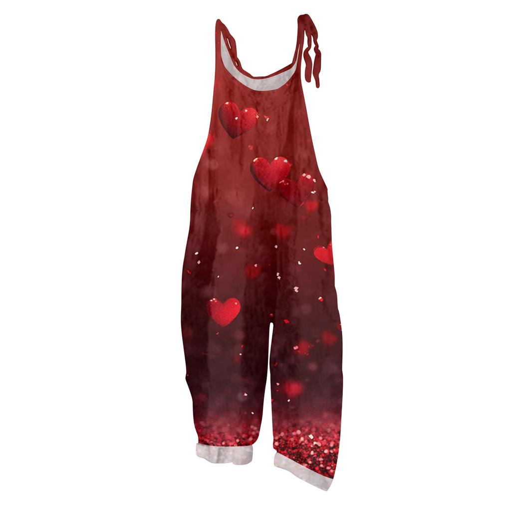 Women's Jumpsuit  Print Casual Loose Vintage Shoulder Strap Cotton Linen