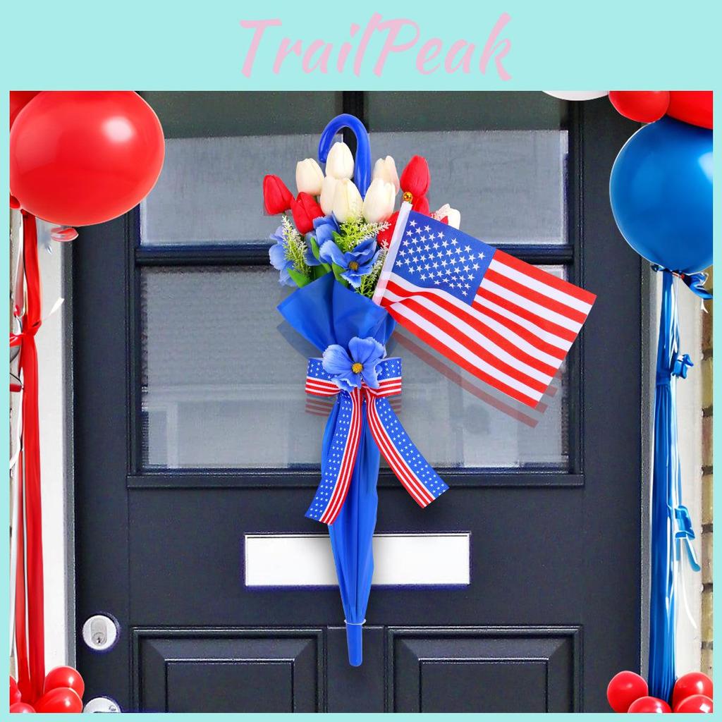 Unabhängigkeitstag Rot Weiß Tulpen Regenschirm Wanddeko für Feiertags Tür- und Fensterdekoration