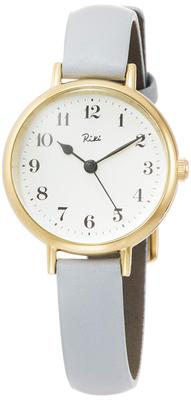 Riki Wristwatch Arabic Numeral Design White Dial Curved Hardlex White Violet Calf Leather Band AKQK446 Gray [Seiko Watch] "Marine Clock" Women's