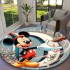 Mickey Mouse Moonlight Bedtime Floral Rug Ideal for Reading Room, Multi-purpose Office Chair Sofa Carpet, Anti-slip Printed Home Round Rug