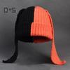 Cappello a Maglia Invernale Lungo con Decorazione Orecchie da Coniglio Colore a Contrasto Unisex Spesso Caldo Alta Elasticità Antivento Copricapo Cappello per Clima Freddo per Sci e