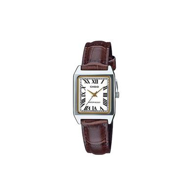 STANDARD Series Roman Characters 30 Meters Waterproof Quartz Movement Leather Strap Japanese and Korean Watch Women’s Watch White LTP-V007L-7B2