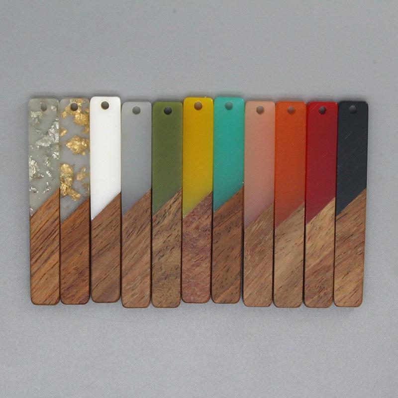 2pcs/set Vintage and Minimalist Long Resin Wood Jewelry Pendant Diy Earrings Earrings Necklace Accessories.
