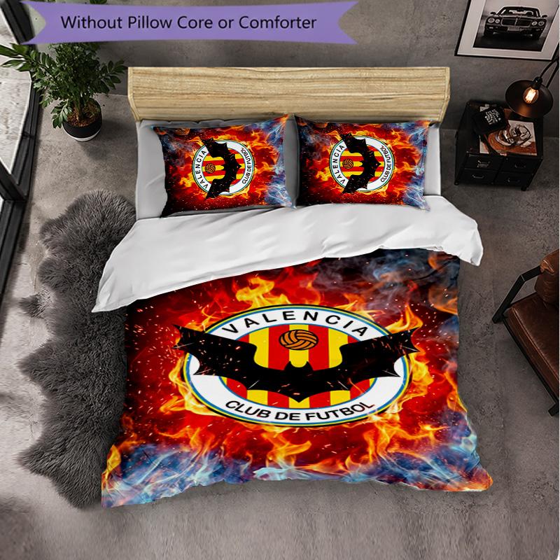 Valencia FC Themed Bedding 3Pcs Duvet Cover Set Decorative Bed Linen For Teen Room Home Decoration