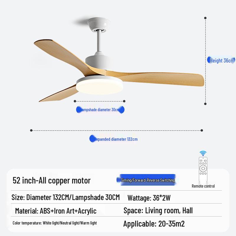 Nordic Industrial-Style Silent Ceiling Fan Chandelier for Home or Commercial Use