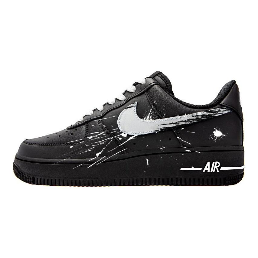 Nike Air Force 1 Abrasion Resistant Slip Resistant Low Top Skateboard Shoes Women's Black Gray DD8959-001(Team676-)