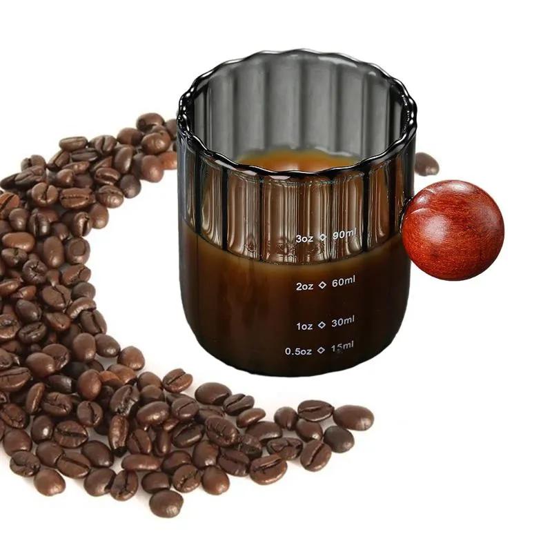 Measuring Tools Glass Milk Mug Can Be Boiled Teacup With Anti Scald Wooden Handle Espresso Cup For Home Cafe Teahouse Kitchen Gadgets CCJ3001