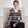 Bailuyu Women's Striped V-neck Flared Sleeve T-shirt
