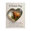 Highland Cow Pocket Hug Mini Heart Shaped Highland Cow Ornament with Inspirational Card Heartfelt