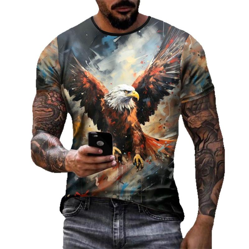 Eagle Pattern Casual Suit Men's 3D Digital Casual Short Sleeved T-shirt