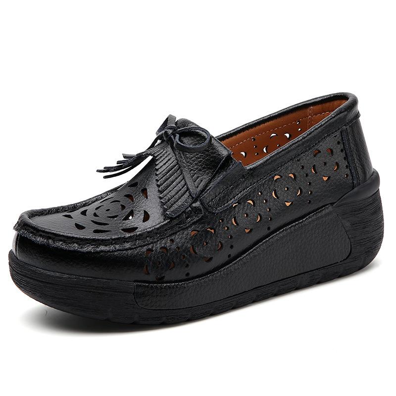 Spring and Summer Hollow Tassel Wedge Women's Shoes Style Fashion Muffin Women's Single Shoes Lightweight Casual Women's Shoes