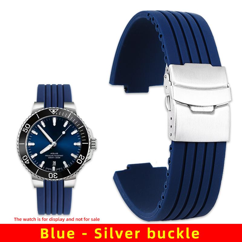 22x11mm 24x12mm vypouklý konec Silikonový řemínek k hodinkám Pro Oris Aquis 7330 7740 Řemínek k hodinkám Potápěčský měkký gumový Pánský náramek