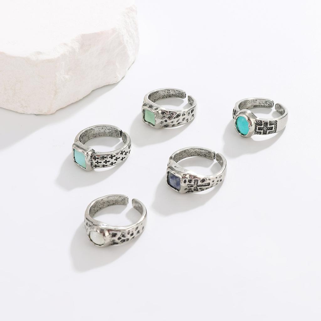 European and American Personalized Fashion Retro Rings, Hip-hop Niche Men's rings5Set of High-end Jewelry