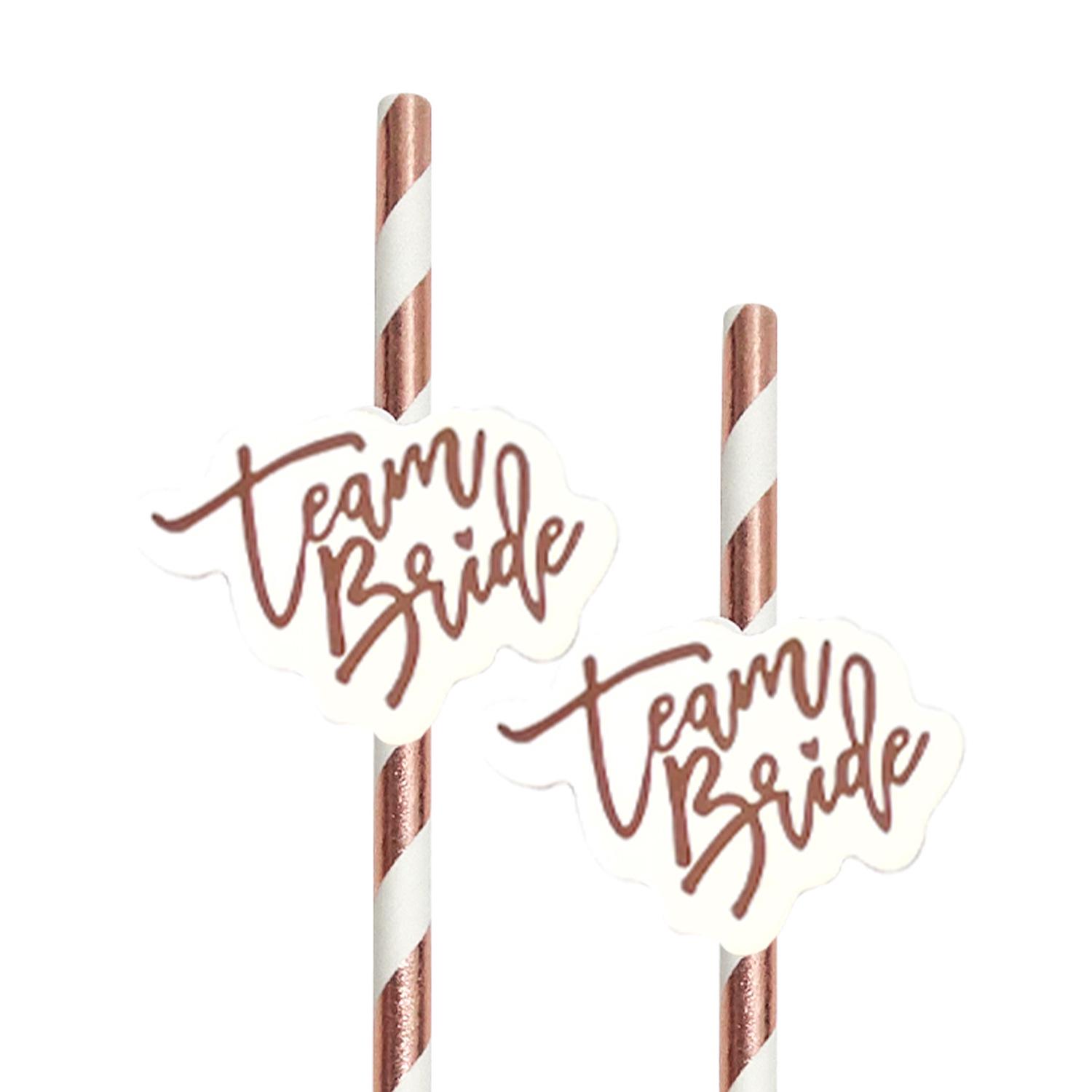 

Bachelorette Party Team Bride Gold Foil Paper Straws - Hen Party Decorations