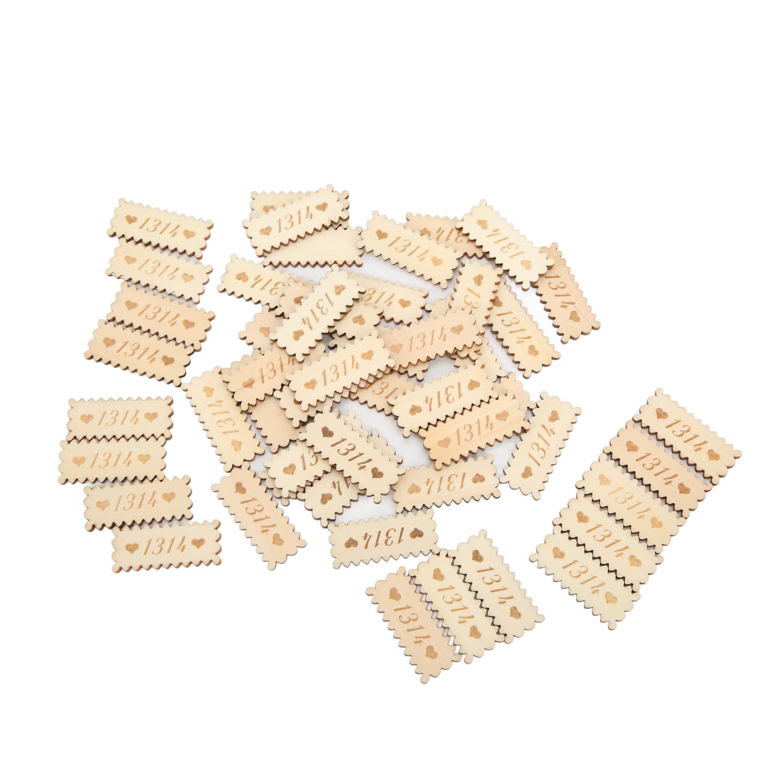 

50Pcs Rectangular Wooden Labels Smoother Surfaces Lovely Shape Practical Beautiful DIY Love Heart Wood Chips for Decor