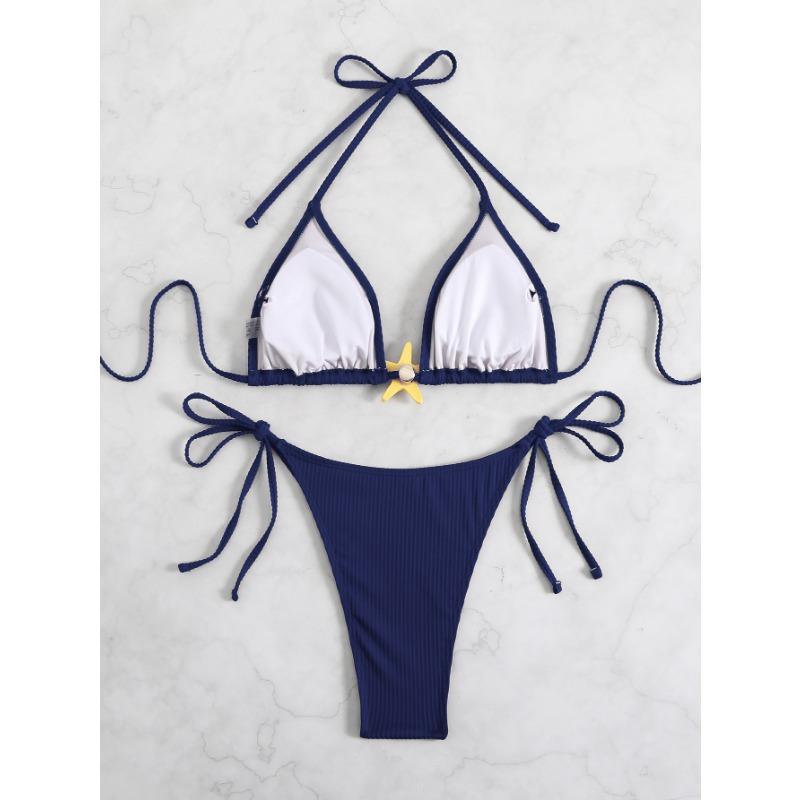 Vintage Beach Vacation Swimsuit Sexy Bikini Split Swimsuit Women Fashion Triangle Swimsuit Fine Stitching In A Variety of Colors Beachwear