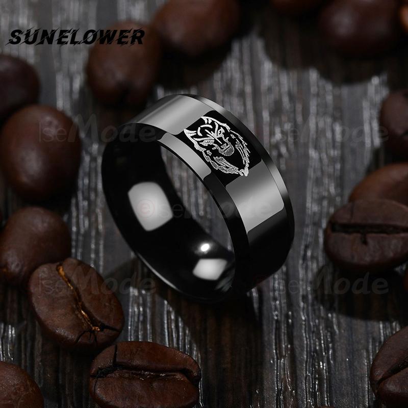 

Группа с головой льва, черное титановое кольцо, мужские обручальные кольца Anel, ювелирные изделия, мужская вечеринка, свадьба