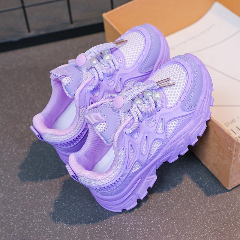 

Туфли для девочек весна и осень 2025 новая однотонная мягкая подошва кожаный верх дышащие одинарные туфли девочки универсальные нескользящие детские кеды 36 фиолетовый