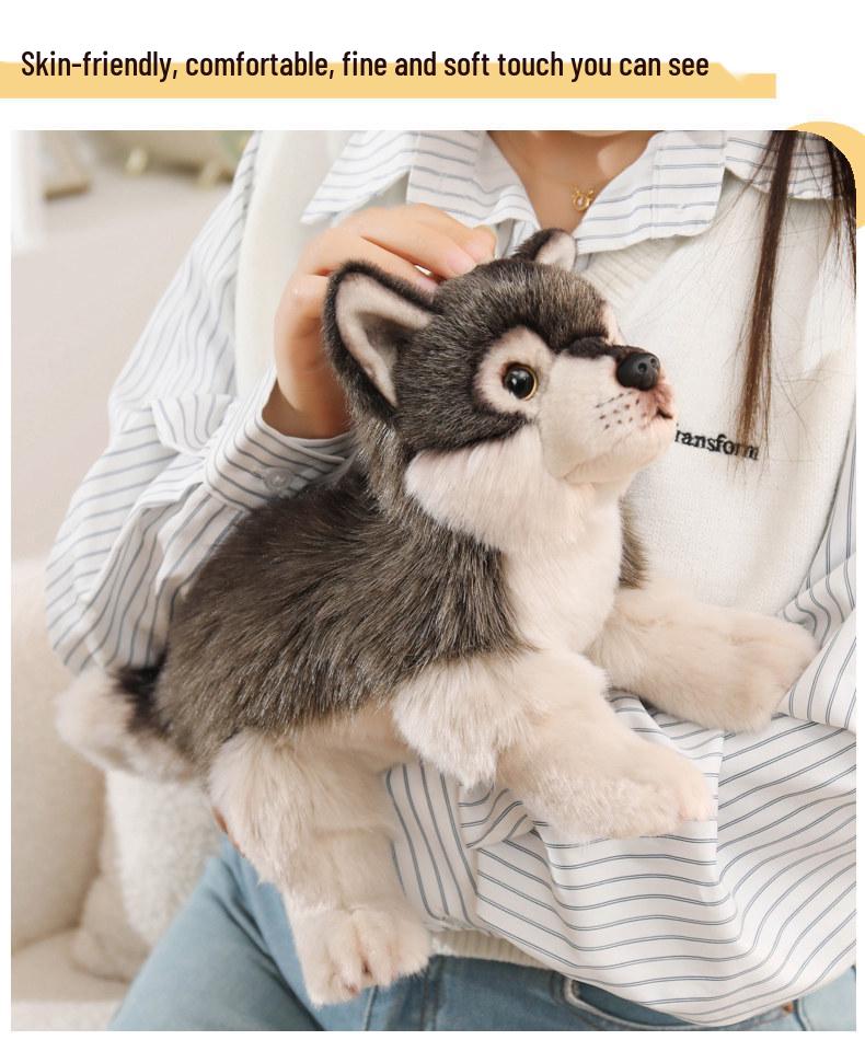 Wolf Dog Plush Toy Simulation Korean Craft Animal Ornament