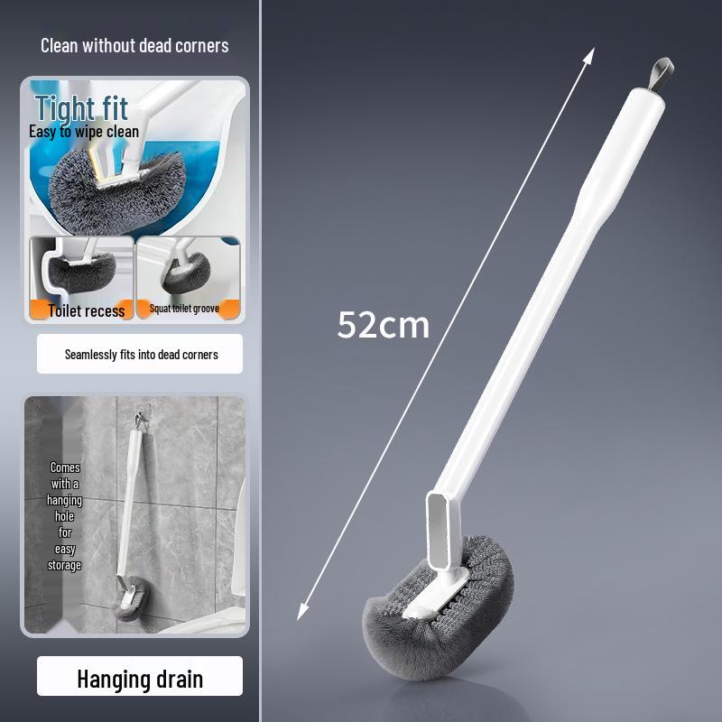 Curved Head Disposable Toilet Brush with Extended Handle for Bathroom Cleaning серый