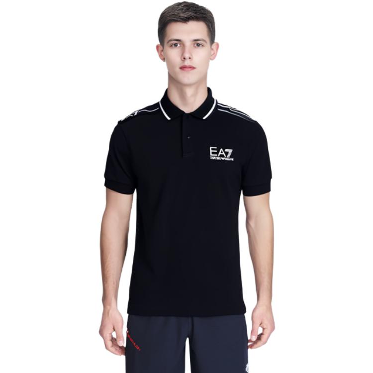 Emporio Armani EA7 SS24 Logo Print Casual Short Sleeve Polo Shirt Men tops Black 3RPF20-PJ03Z-1200
