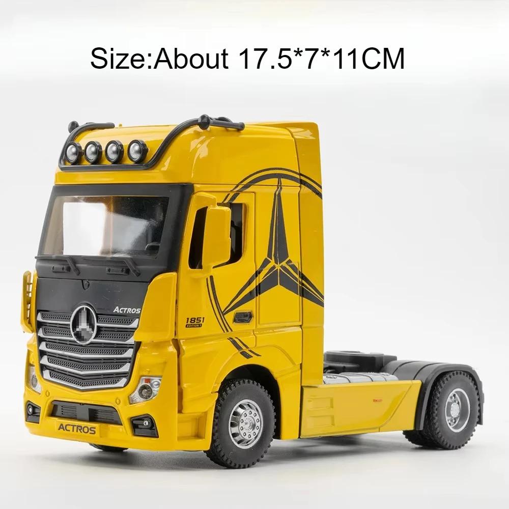 1:36 Actros Alloy Trailer Truck Models Toys Diecast Car Doors Openes Sound Light Rubber Tires Miniature Vehices Children's Gifts