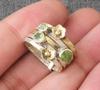 Peridot Ring, Solid 925 Sterling Silver Ring, Gemstone Ring, Spinner Ring, Floral Ring, Spinner Band, Meditation Ring