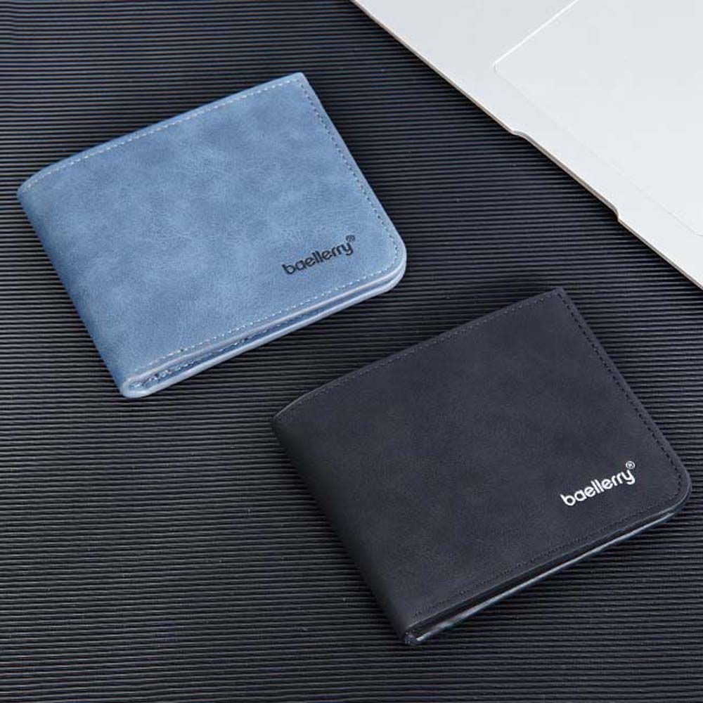 PU Leather 2 Fold Wallets Multifunction Small Pocket Purse Men's Short Wallet  Outdoor Travel