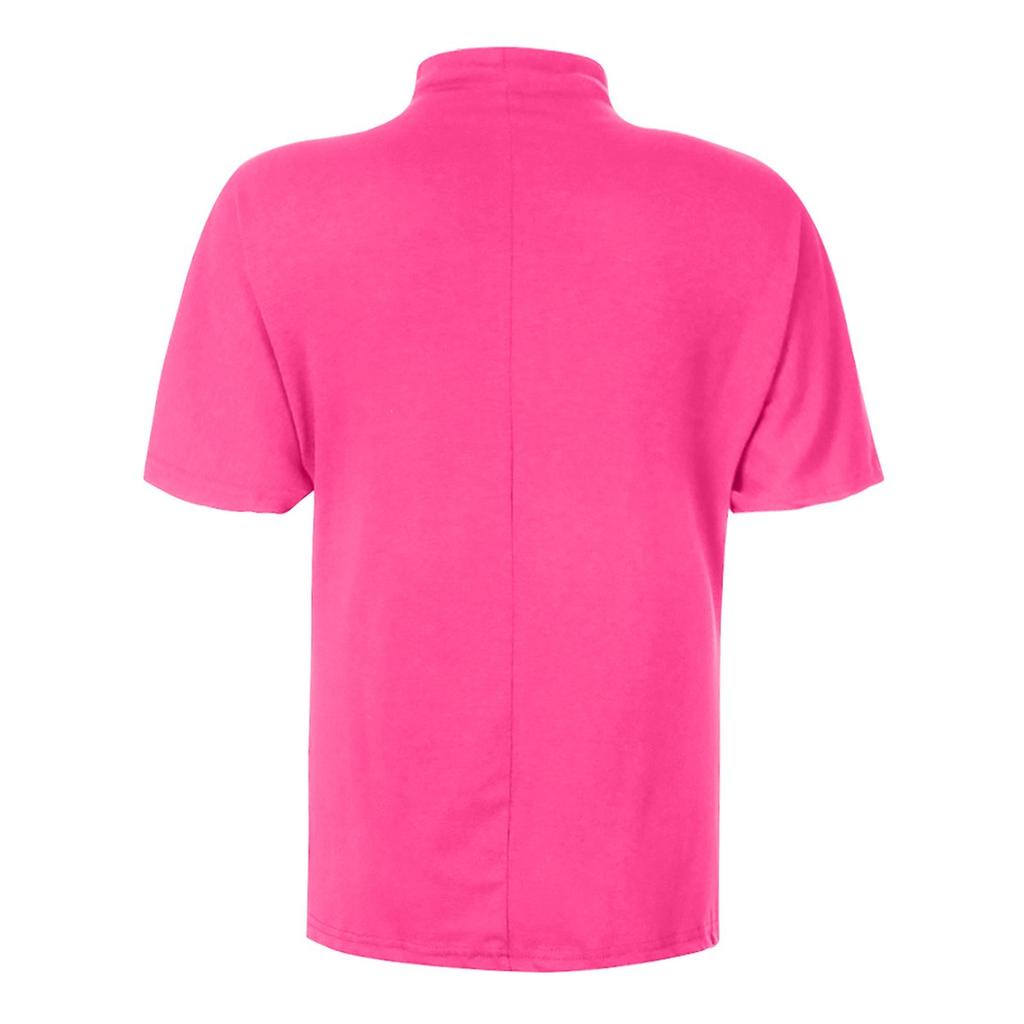 Mode Damen Halb Rollkragen Ärmel Tops Polyester Baumwolle Lose Kurzarm T-shirt Für Frauen